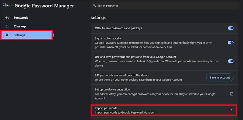 وارد کردن پسوردها به کروم