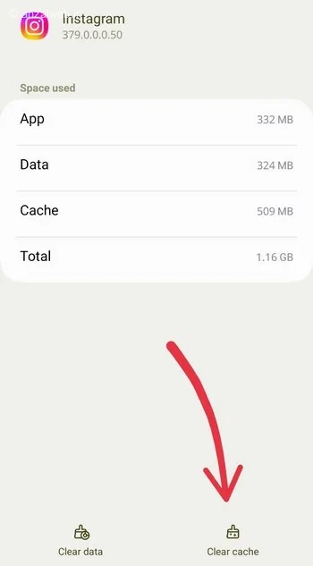 گزینه Clear Cache برای رفع سرچ نشدن در اینستا