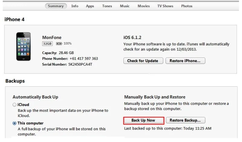 رفع مشکل ارور iPhone not backed up