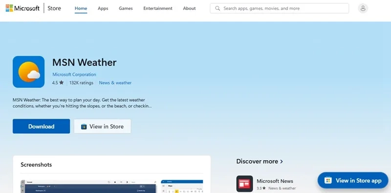 دانلود برنامه آب و هوا برای ویندوز11