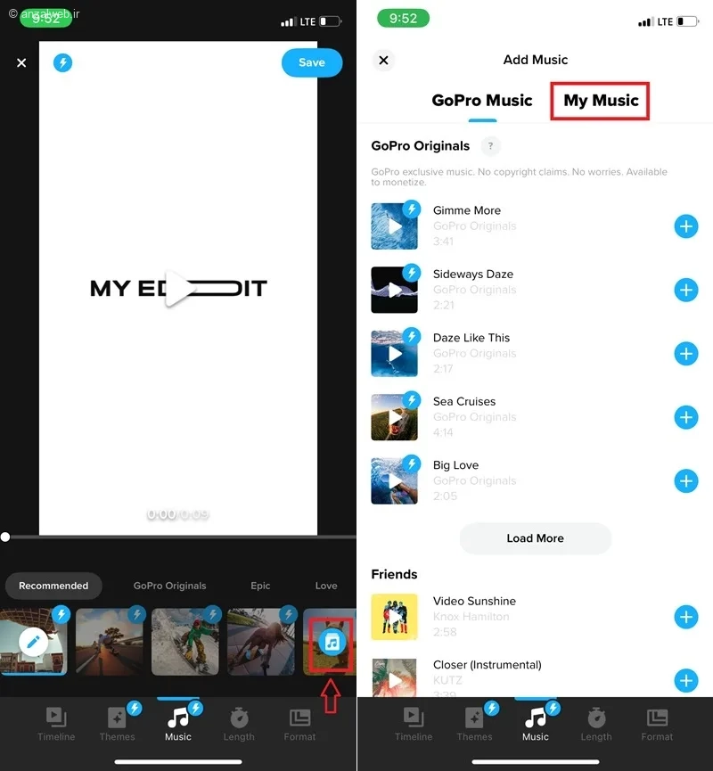 نحوه اضافه کردن آهنگ به ویدیو توسط اپ quick