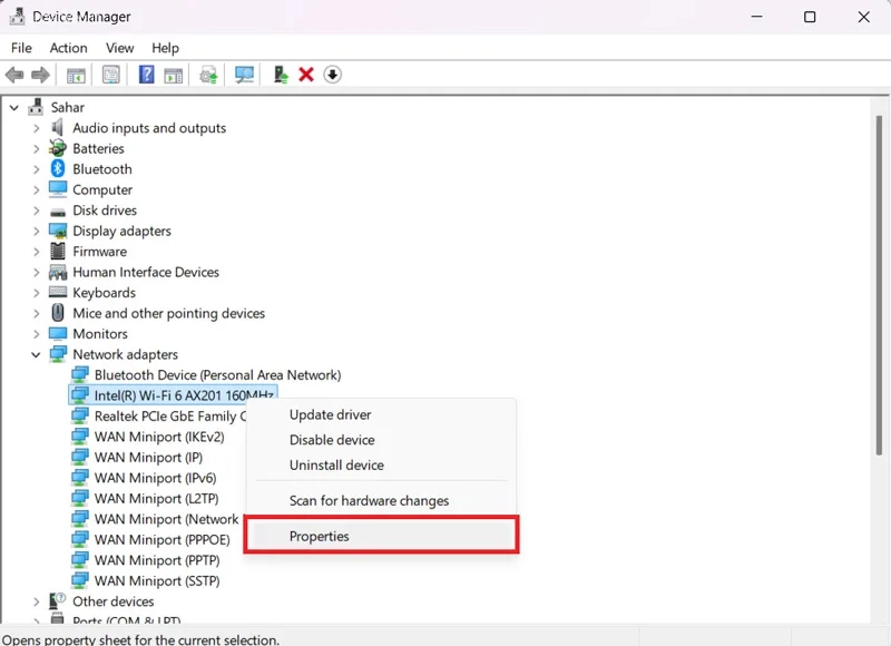 تنظیمات آداپتور و بازگردانی آن به حالت اولیه