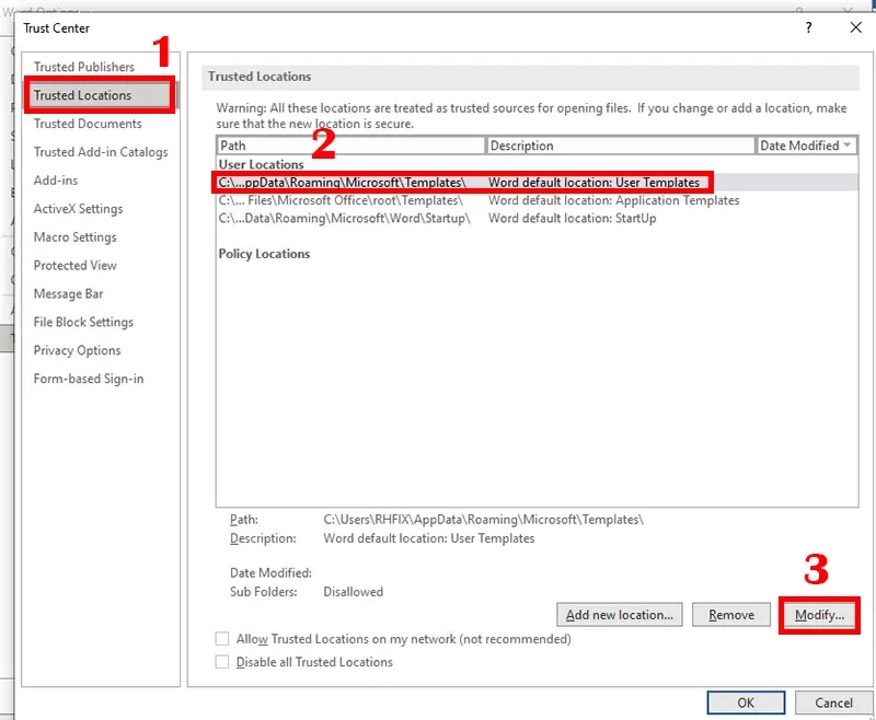 حل مشکل باز نشدن ورد با Modify کردن Trusted Location