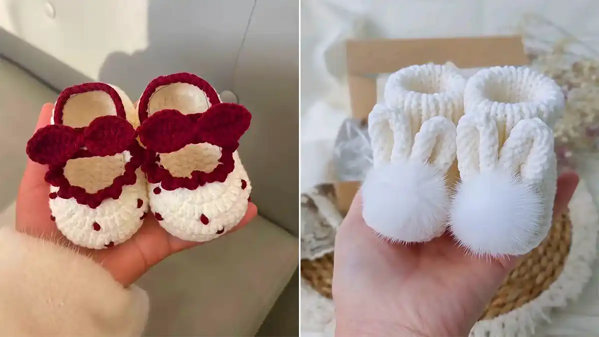 پاپوش بافتنی نوزادی