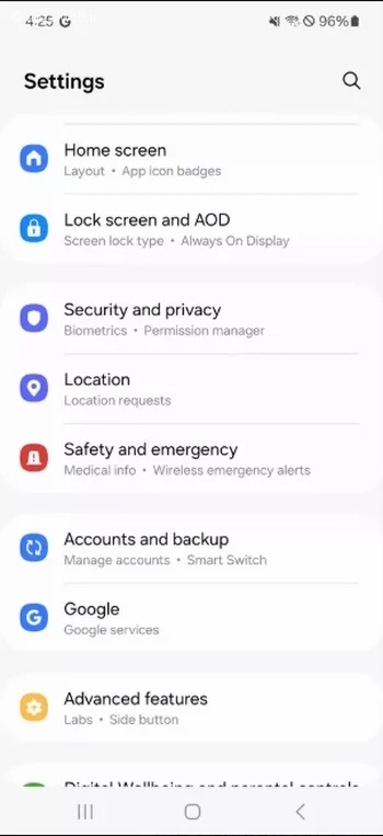 برداشتن قفل صفحه سامسونگ گزینه Lock Screen and AOD