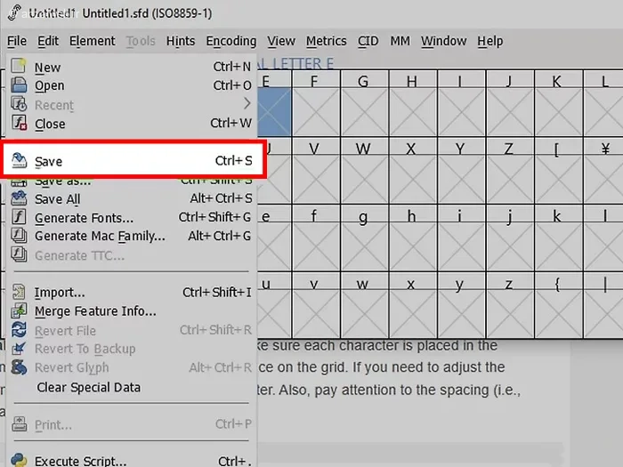ذخیره سازی فونت ساخته در FontForge