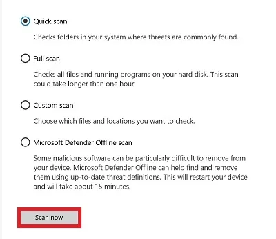 اسکن کردن سیستم برای پیدا کردن ویروس و بدافزار