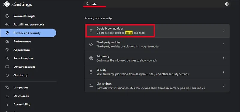 یافتن تنظیمات کش کروم