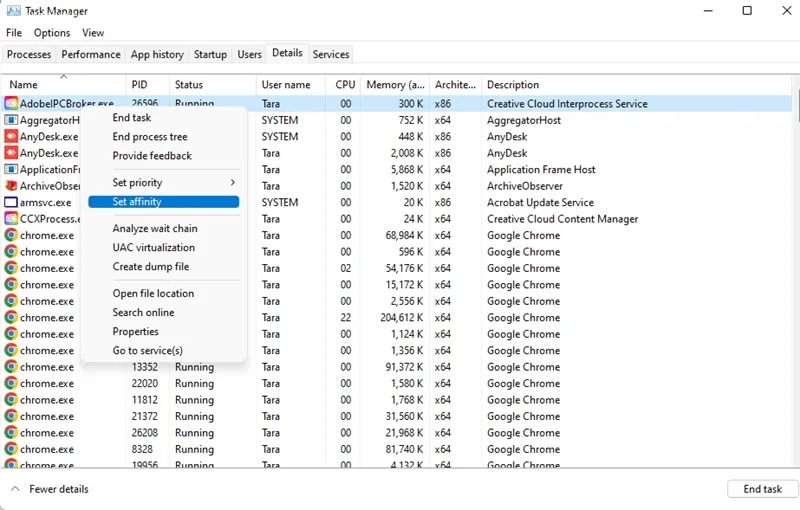 میزان استفاده از سی پی یو در ویندوز 11