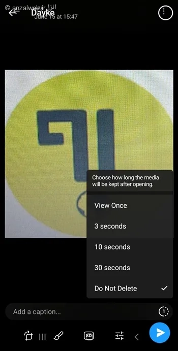عکس تایمر دار تلگرام اندروید