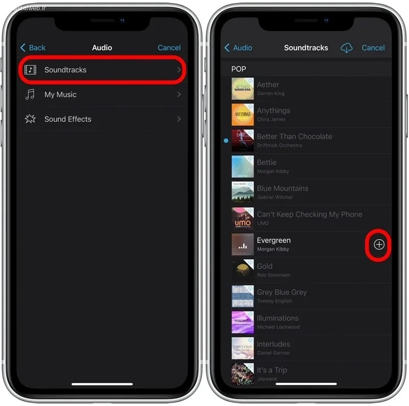 اضافه کردن آهنگ به ویدیو آیفون با اپ