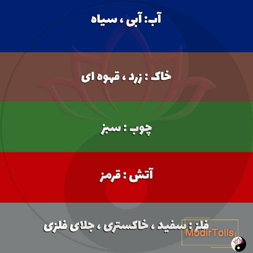 رنگ پنج عنصر فنگ شویی