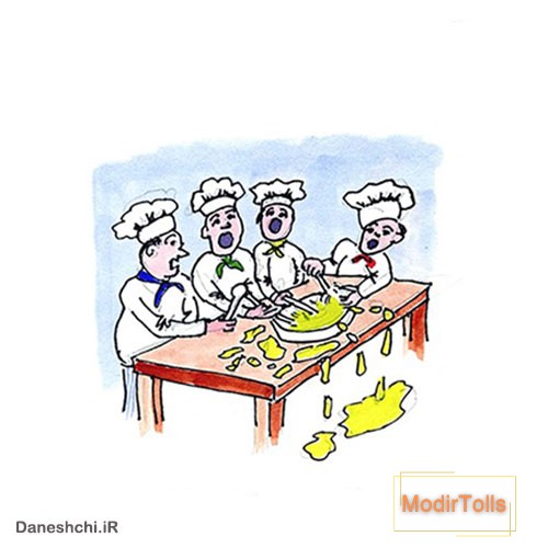 نقاشی ضرب المثل آشپز که دو تا شد