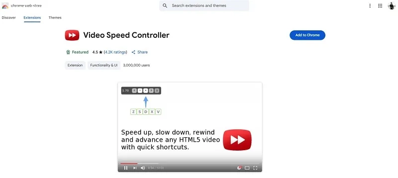 افزونه کروم Video Speed Controller