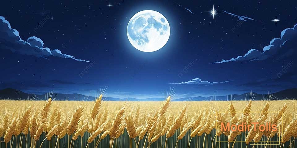 گندم زار در شب مهتابی