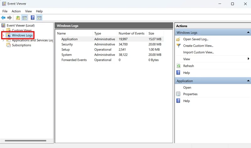 استفاده از بخش Event Viewer برای بررسی کارکرد ویندوز