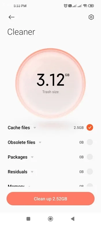 فقط تیک گزینه Cache