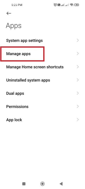 گزینه Manage Apps