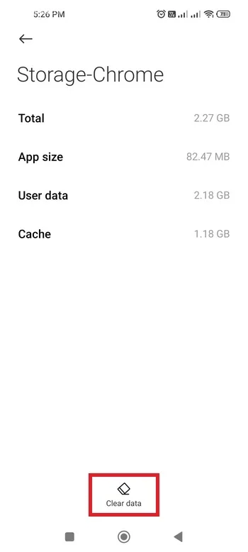 Clear data انتها صفحه