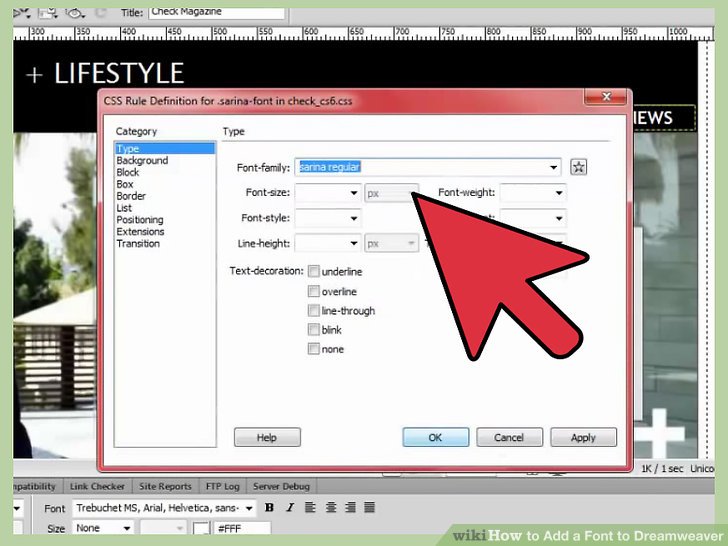 نحوه اضافه کردن فونت به Dreamweaver ( مرحله سوم : افزودن فونت)