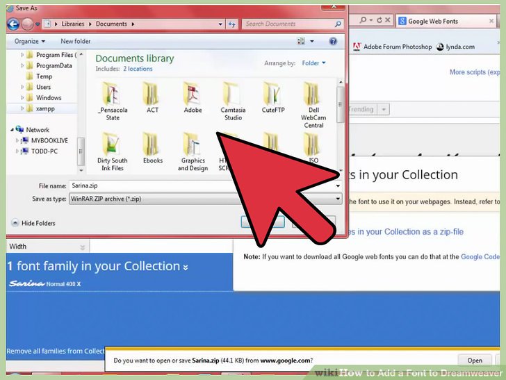 نحوه اضافه کردن فونت به Dreamweaver ( مرحله دوم : نصب فونت)