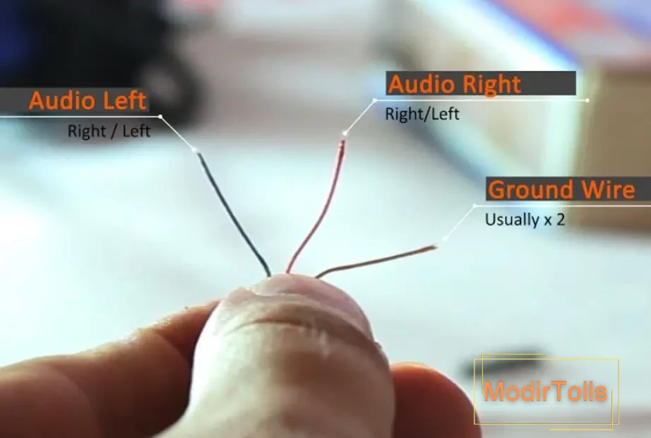 سیم های اتصال زمین، گوشی راست و گوشی چپ هندزفری