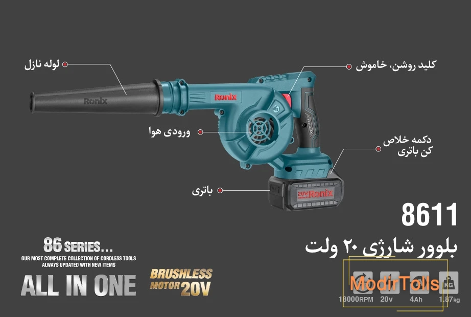بلوور شارژی رونیکس مدل 8611