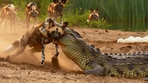 شکار حیوانات ، حیوانات جدید ، حیات وحش ، حمله کروکودیل به سگ های وحشی