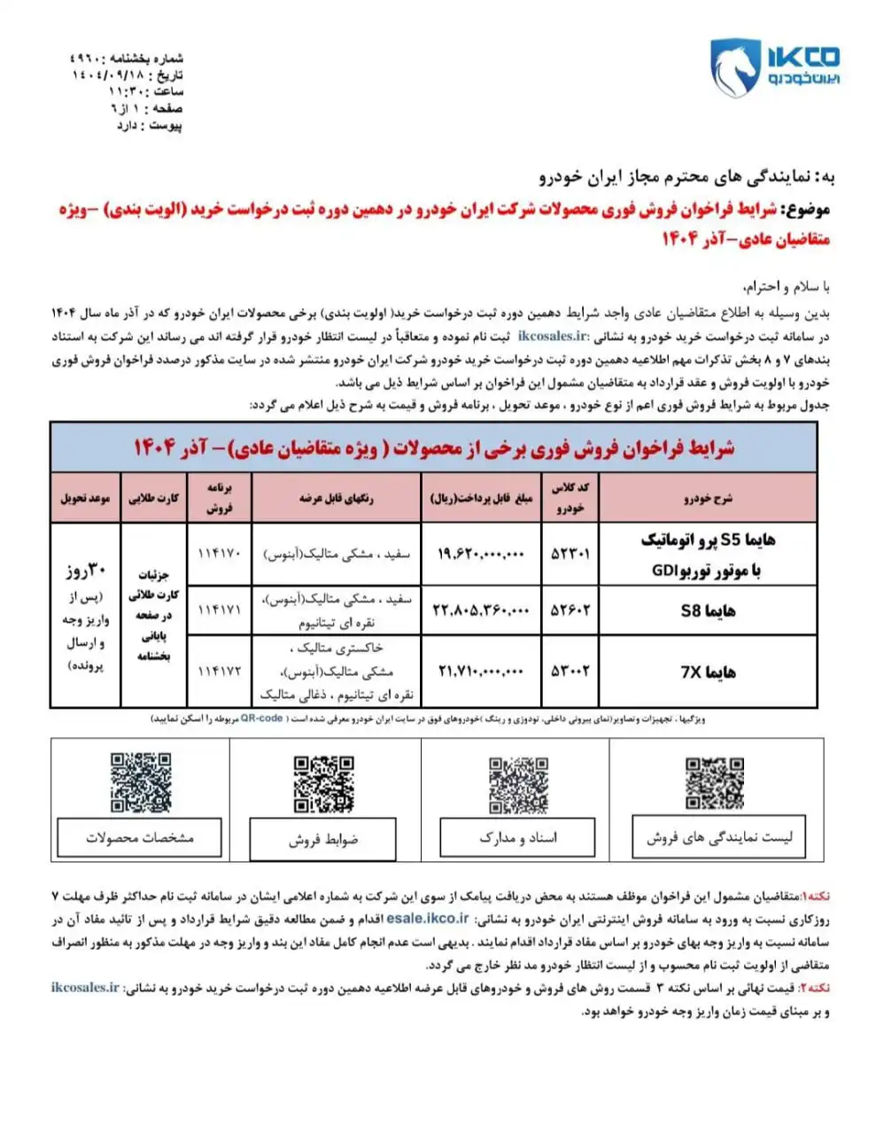 ikco-sale-140409-2 شرایط فروش 3 محصول ایران خودرو اعلام شد - آذر 1404