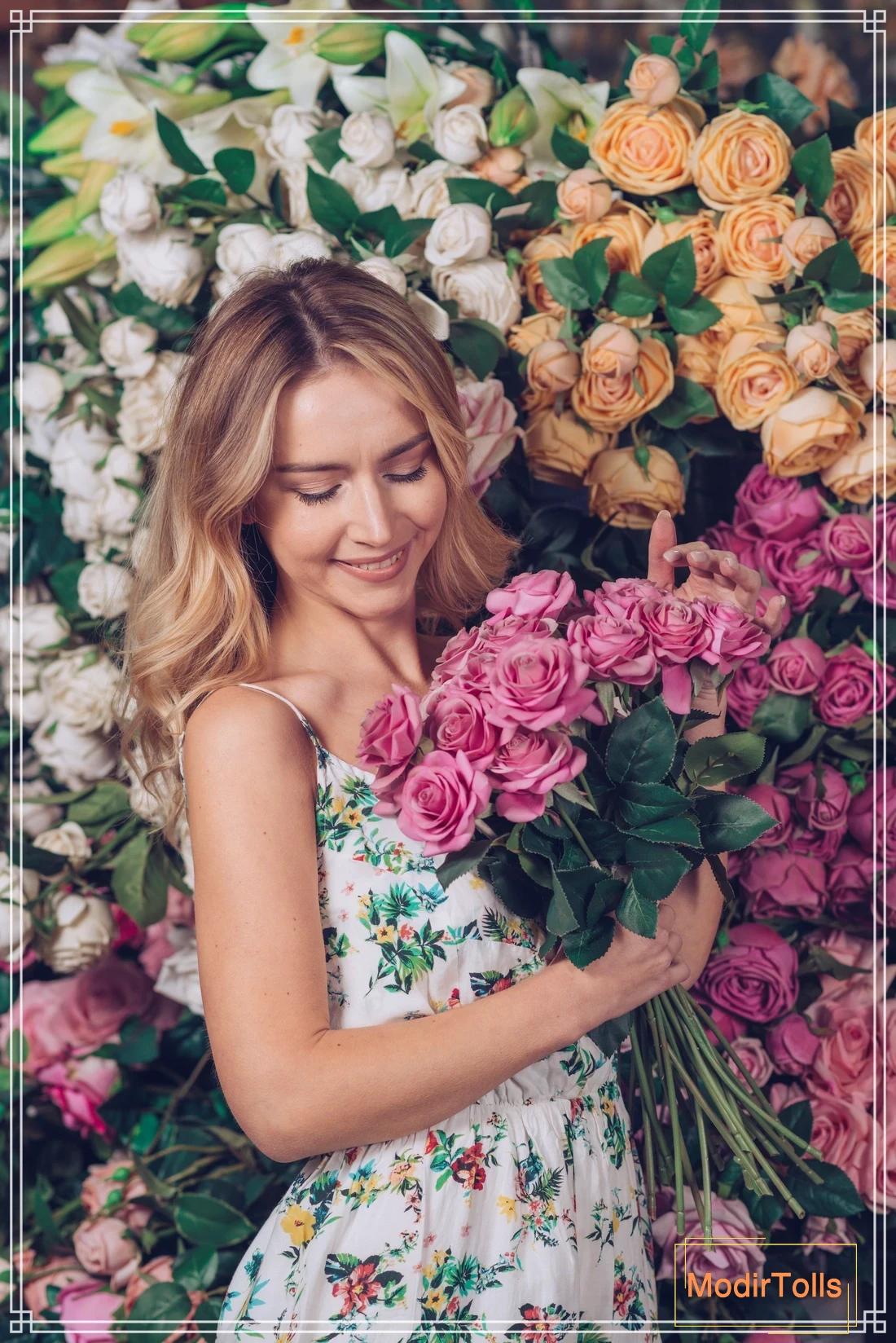 100 ژست عکاسی با گل و دسته گل