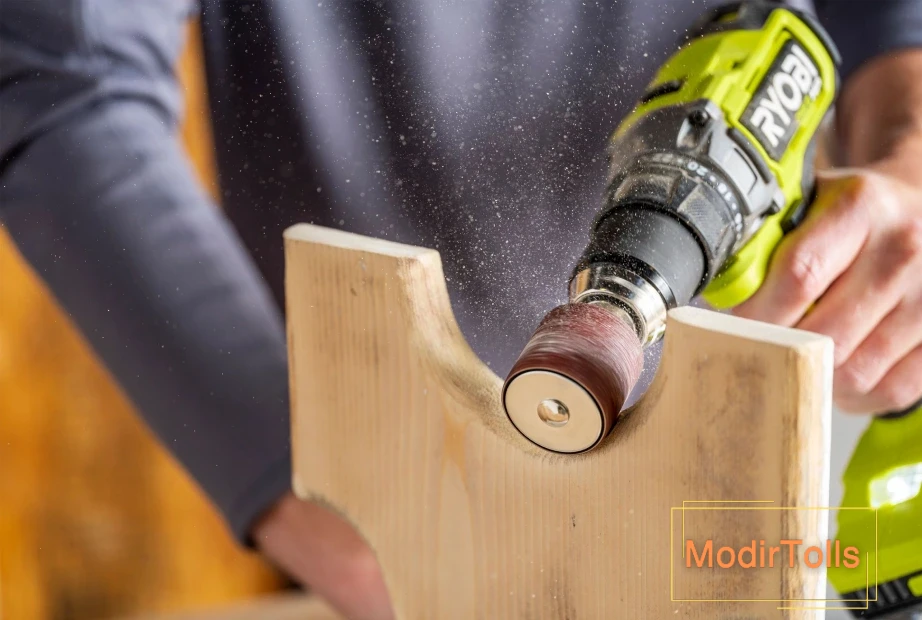 سنباده زنی روی چوب با دریل 